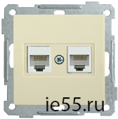 РК10-2-Б Розетка 2-ая комп. RJ45 Cat5e BOLERO кремовый IEK