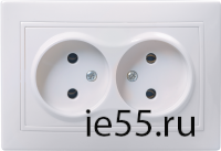 РС12-2-КБ Розетка 2местн. без з/к без защ.штор. 10А КВАРТА (белый)