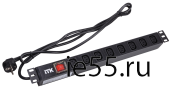 ITK PDU 7 розеток C13 с LED выкл,1U, шнур 2м вилка нем.ст