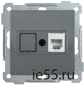 РТ12-1-Б Розетка телефонная RJ12 BOLERO антрацит IEK