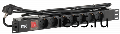 ITK PDU 7 розеток нем. ст, с LED выкл,1U, шнур 2м вилка нем