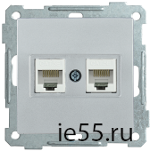 РК10-2-Б Розетка 2-ая комп. RJ45 Cat5e BOLERO серебряный IEK