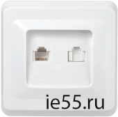 РK/T12-ВБ Роз. 2-ая комп. и телеф. RJ11/RJ45 ВЕГА белый IEK